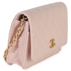 Chanel Pink Quilted Lambskin CC Pearl Crush Wallet On Chain