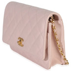 Chanel Pink Quilted Lambskin CC Pearl Crush Wallet On Chain