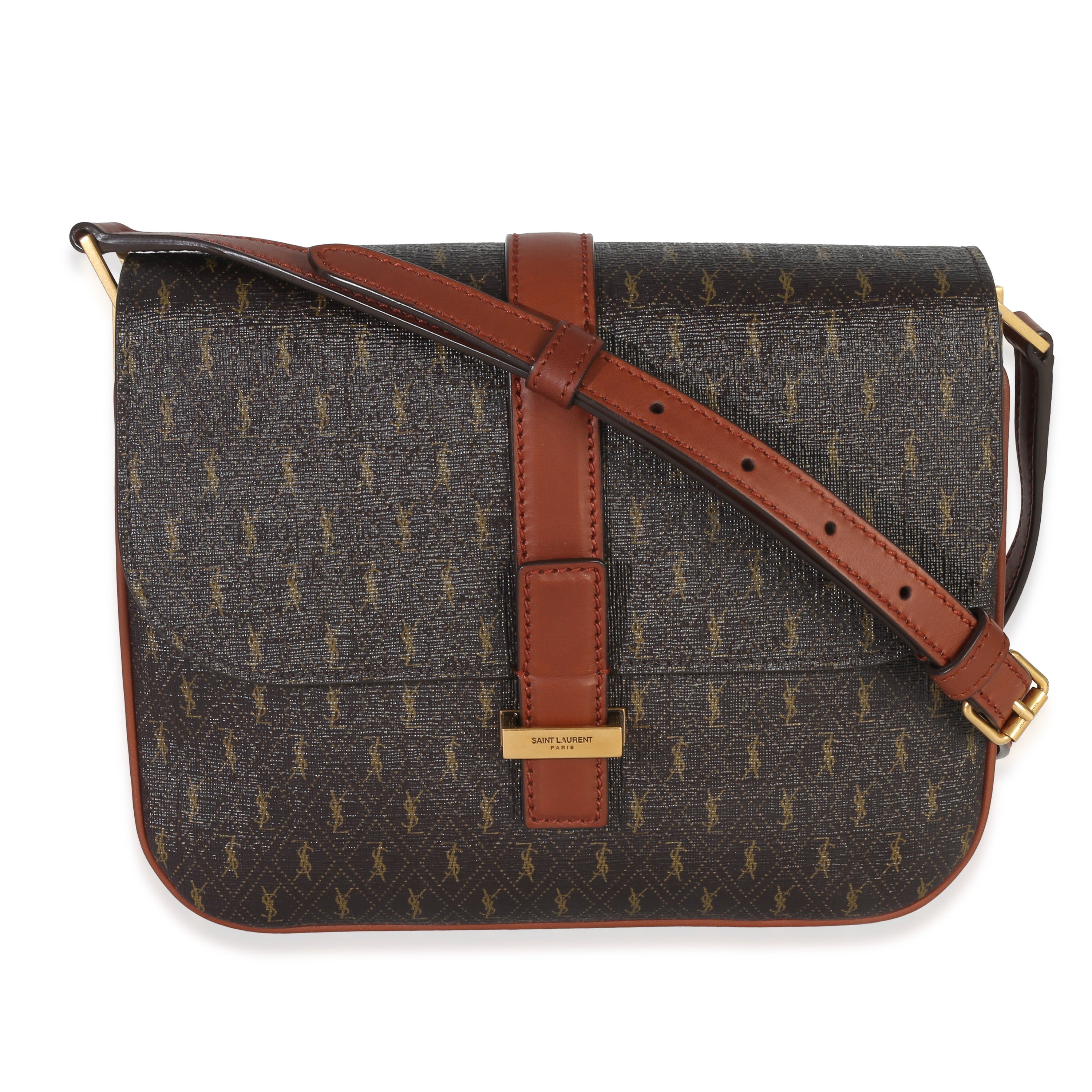 Saint Laurent Brown Canvas Le Monogramme Small Sac Besace Shoulder Bag