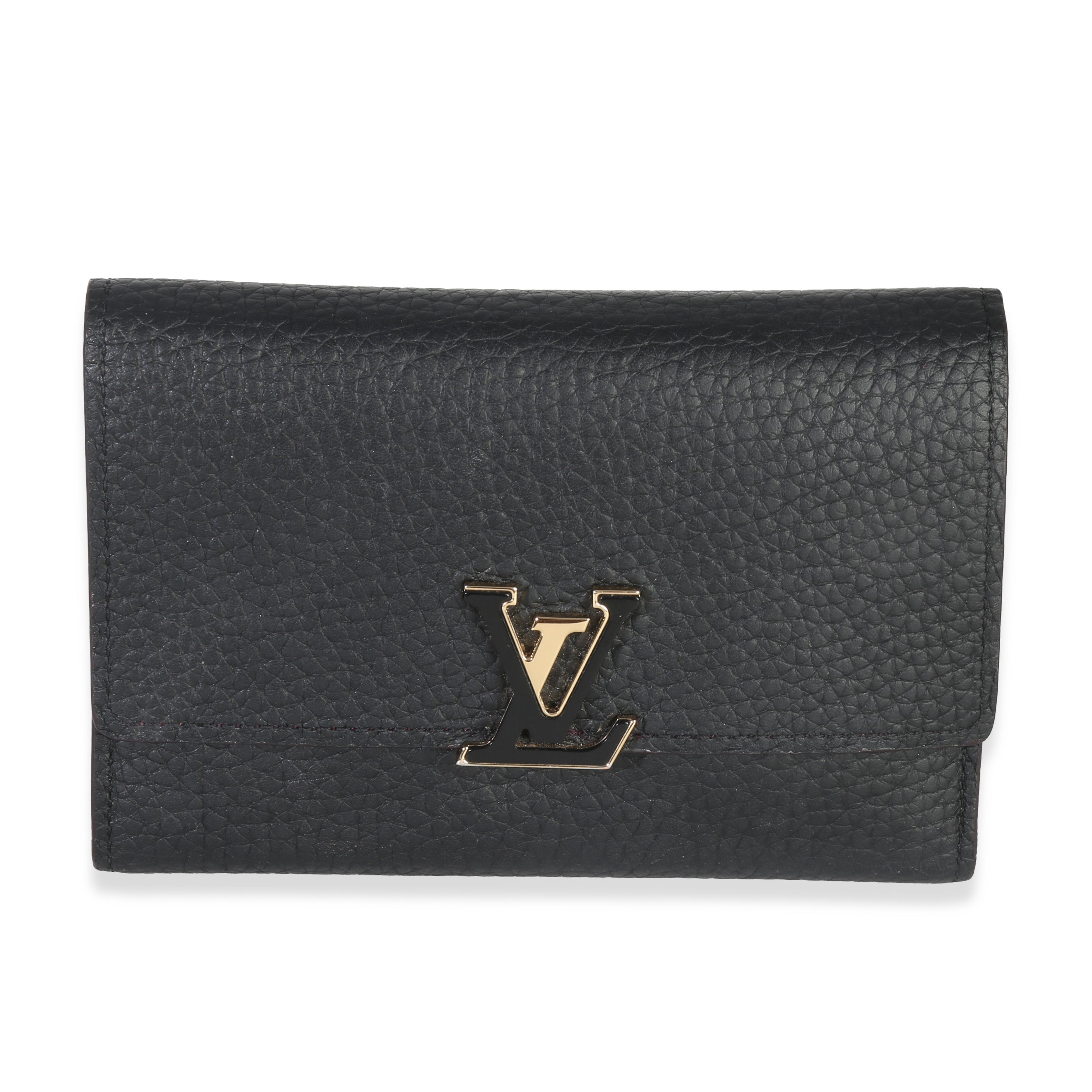 Louis Vuitton Black & Pink Taurillon Capucines Compact Wallet