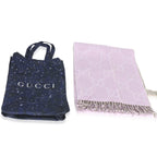 Gucci Purple Wool GG Monogram Fringe Scarf