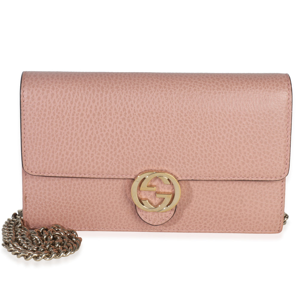 Gucci Pink Dollar Calfskin Interlocking G Wallet On Chain
