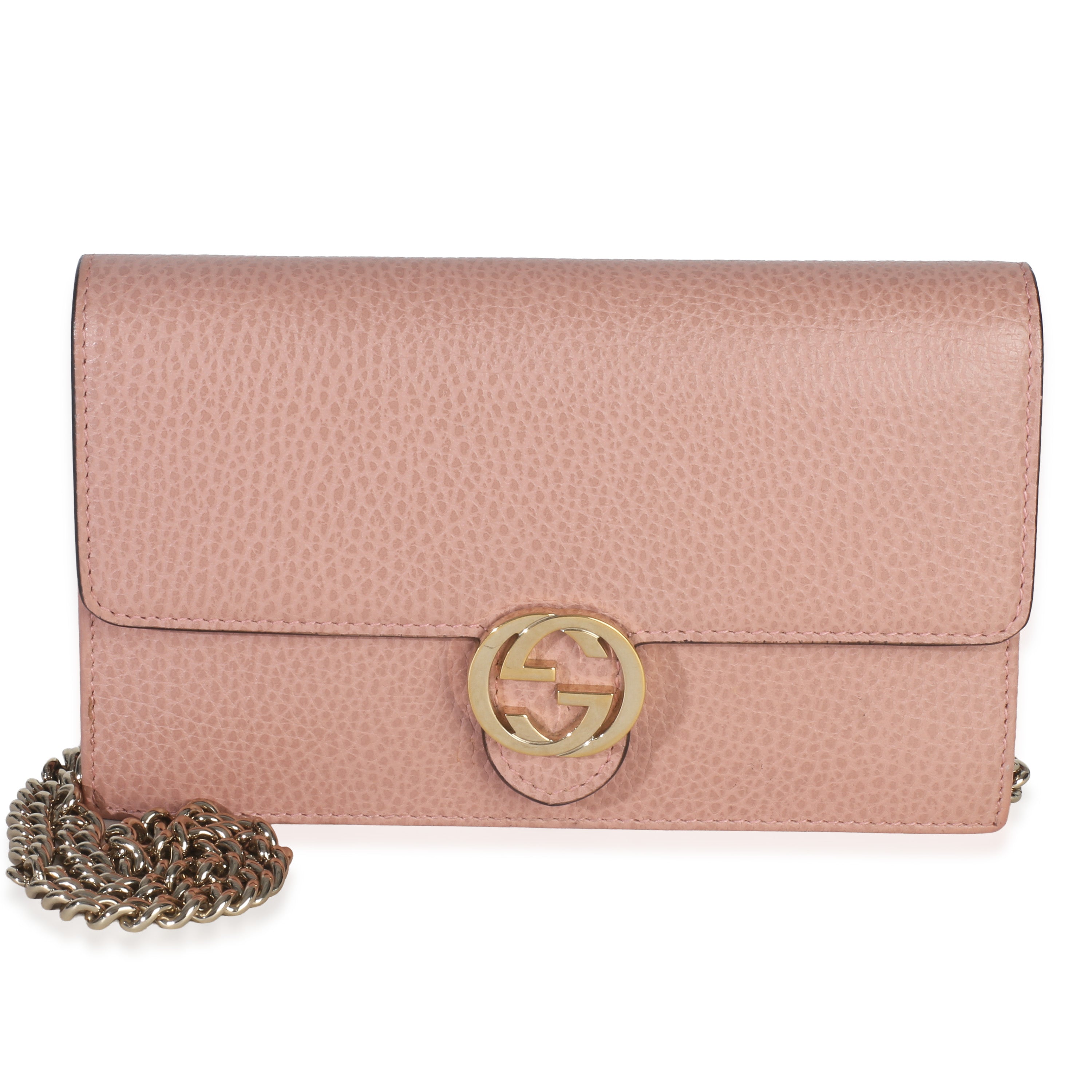 Gucci Pink Dollar Calfskin Interlocking G Wallet On Chain
