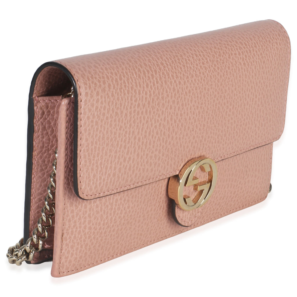 Gucci Pink Dollar Calfskin Interlocking G Wallet On Chain
