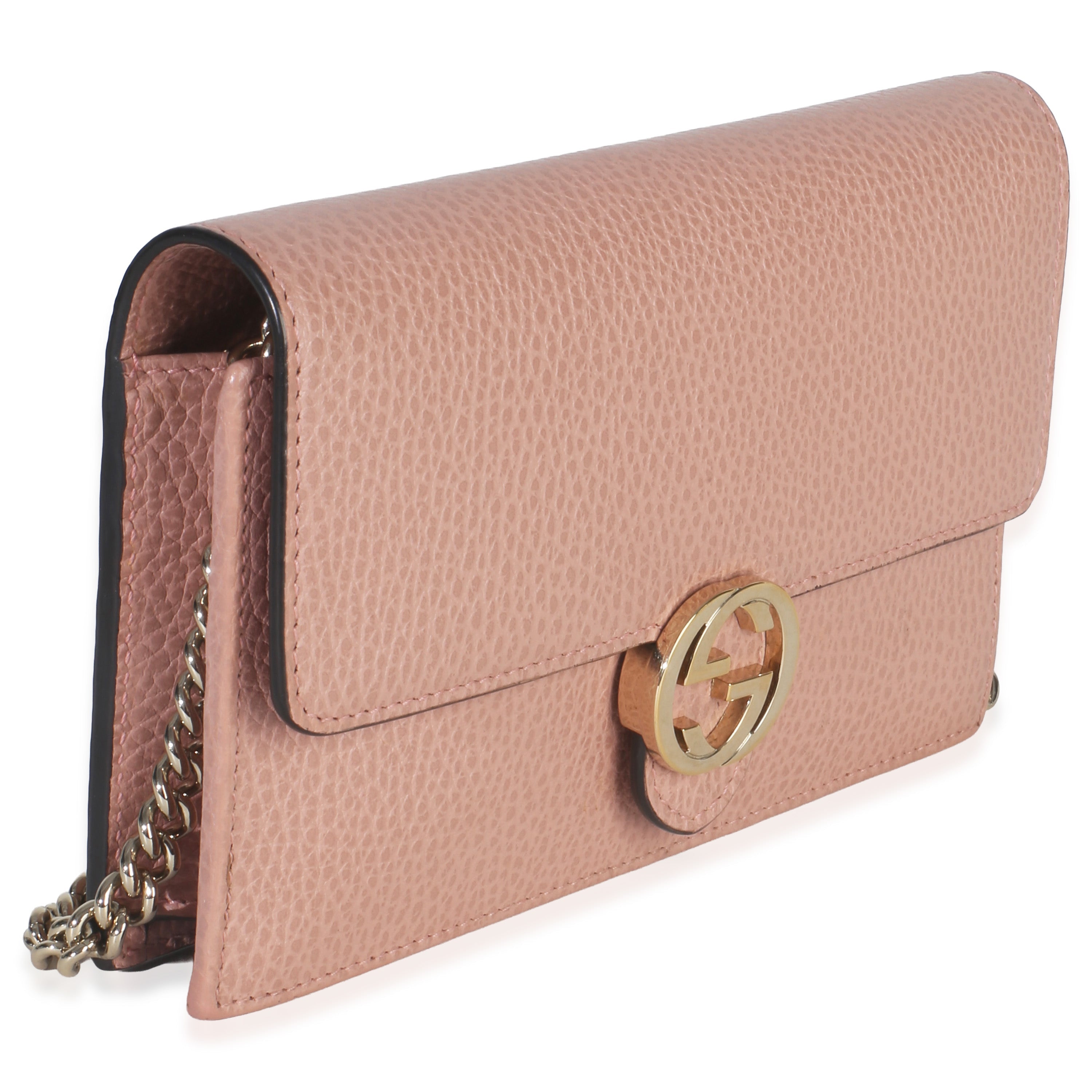 Gucci Pink Dollar Calfskin Interlocking G Wallet On Chain