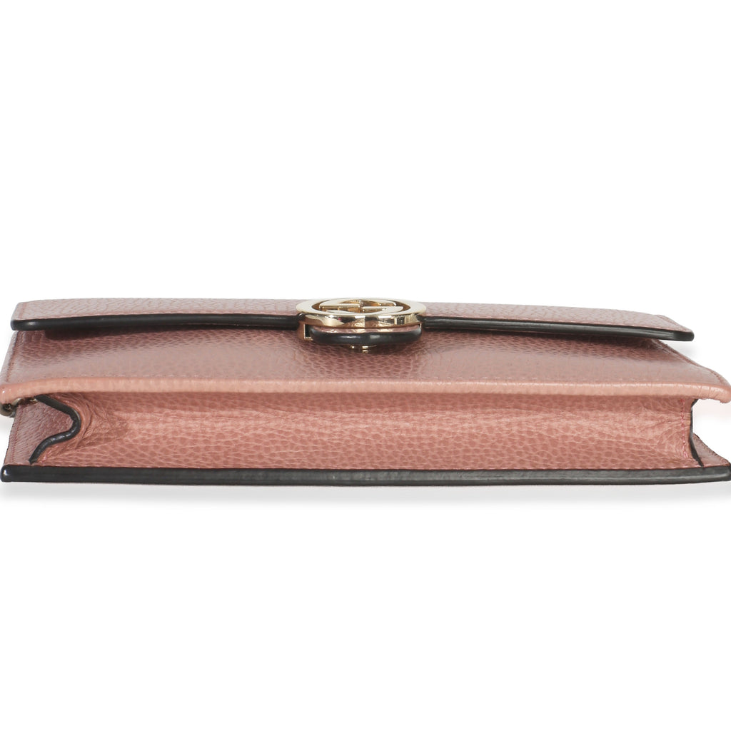 Gucci Pink Dollar Calfskin Interlocking G Wallet On Chain