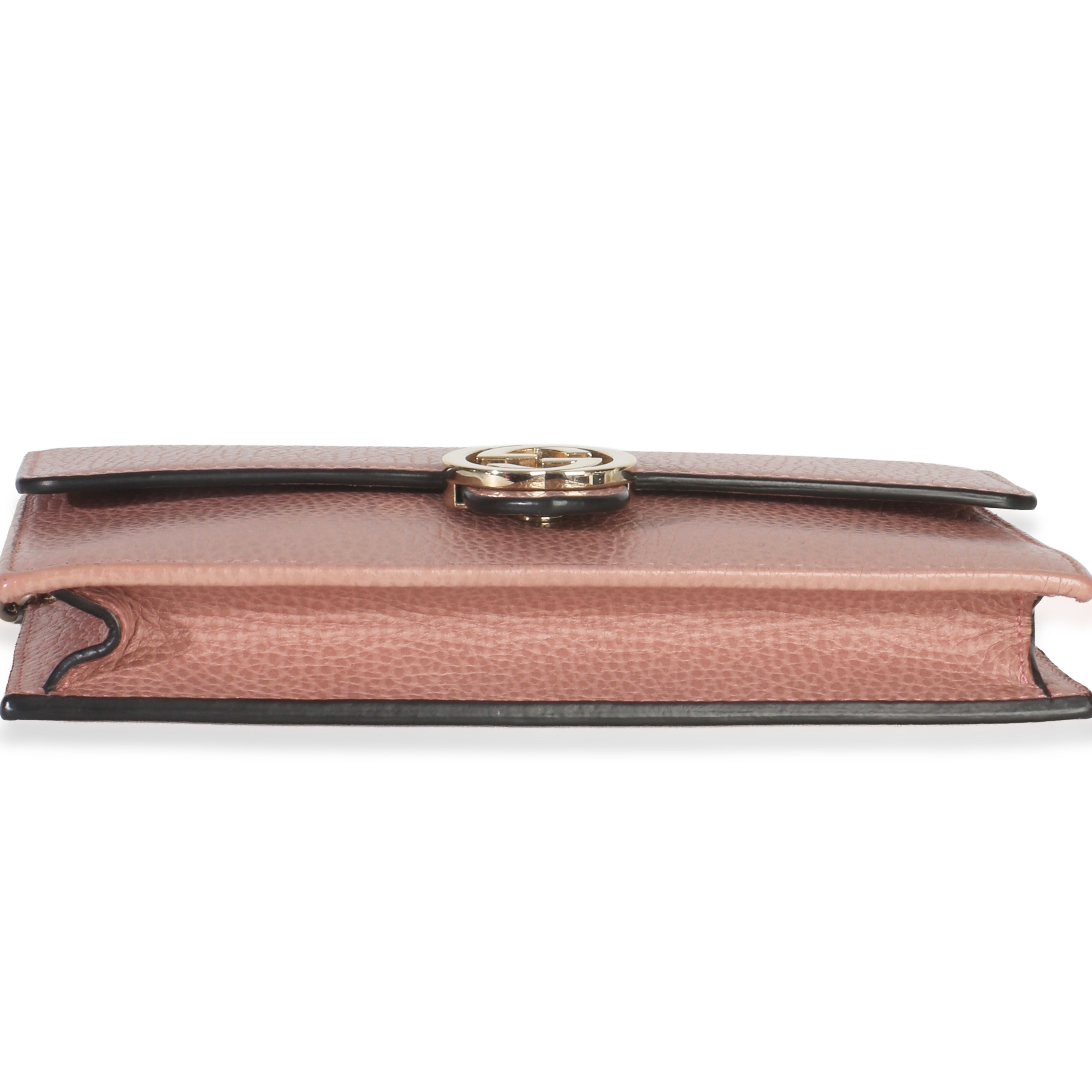 Gucci Pink Dollar Calfskin Interlocking G Wallet On Chain