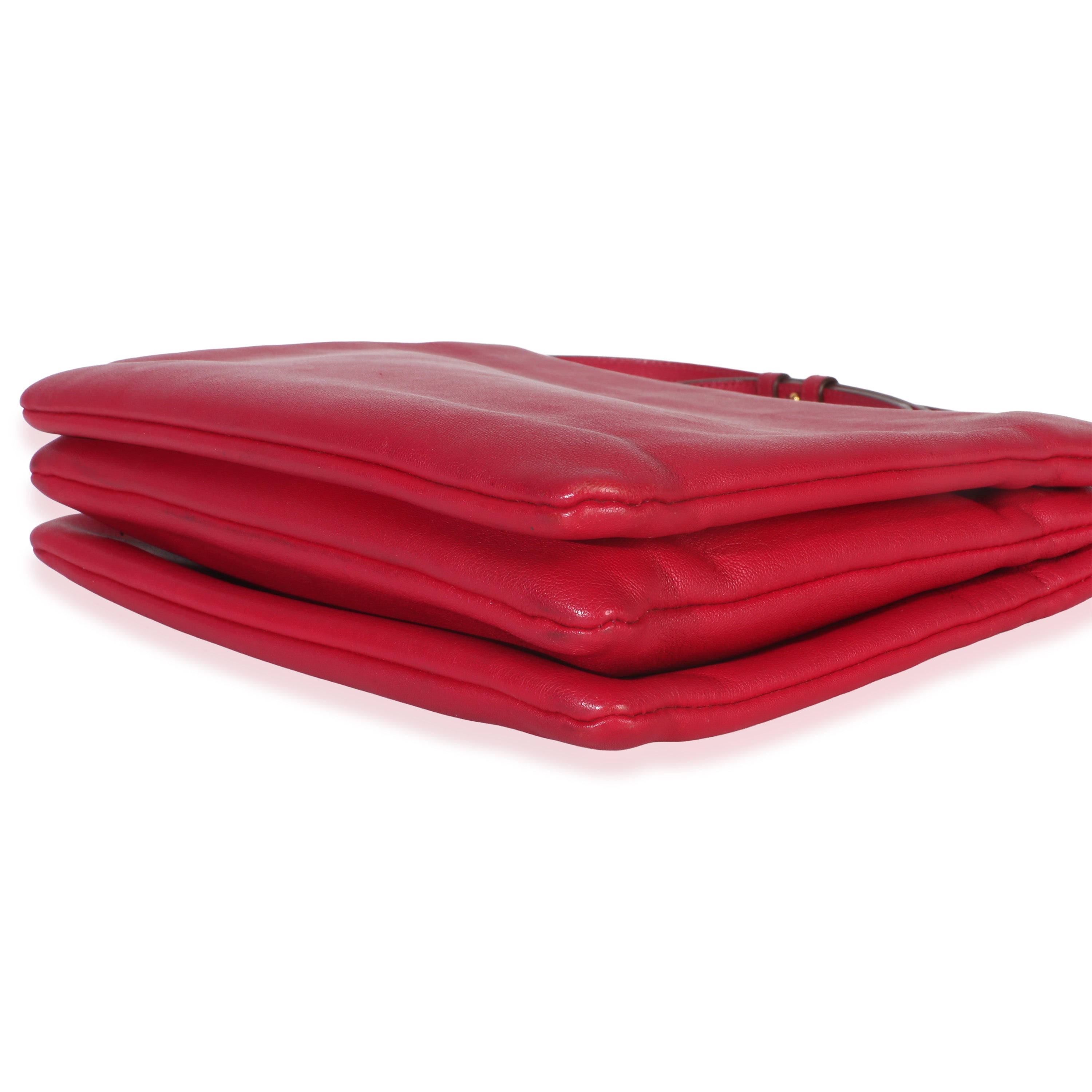 Fuschia Lambskin Large Trio Crossbody