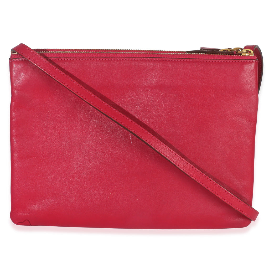 Fuschia Lambskin Large Trio Crossbody