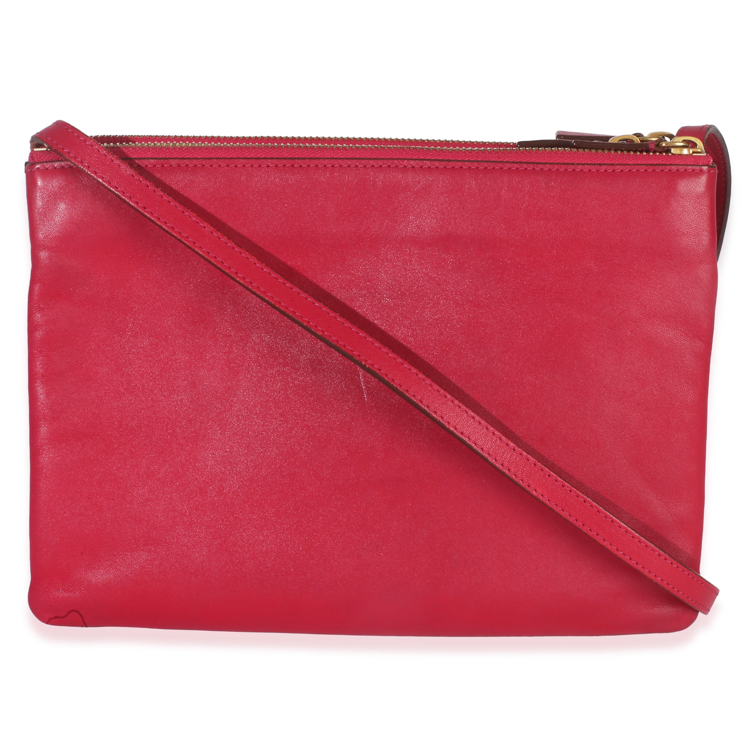 Fuschia Lambskin Large Trio Crossbody