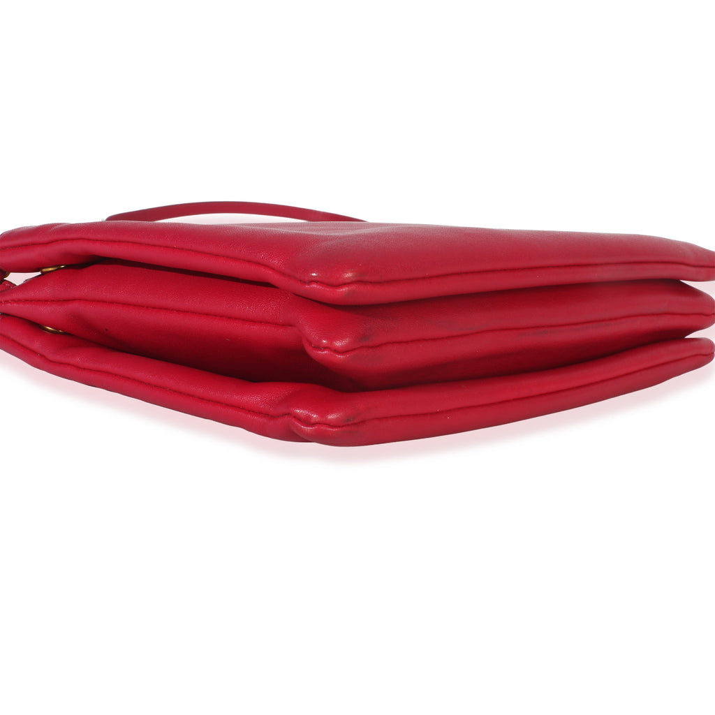 Fuschia Lambskin Large Trio Crossbody