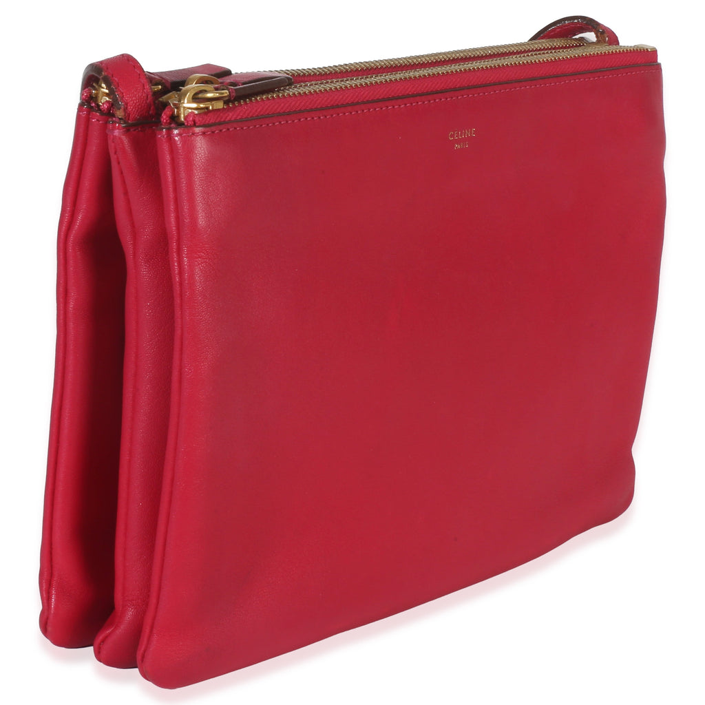 Fuschia Lambskin Large Trio Crossbody