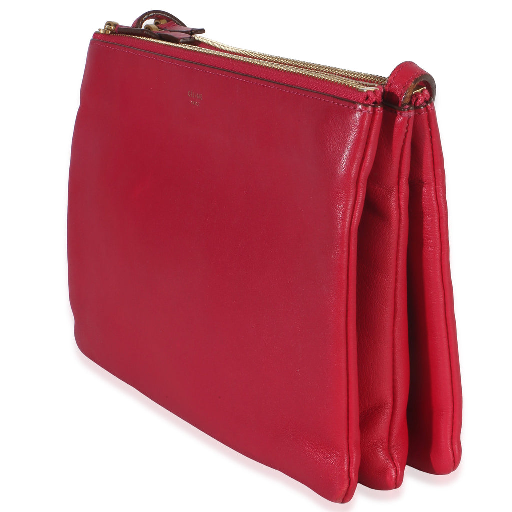 Fuschia Lambskin Large Trio Crossbody