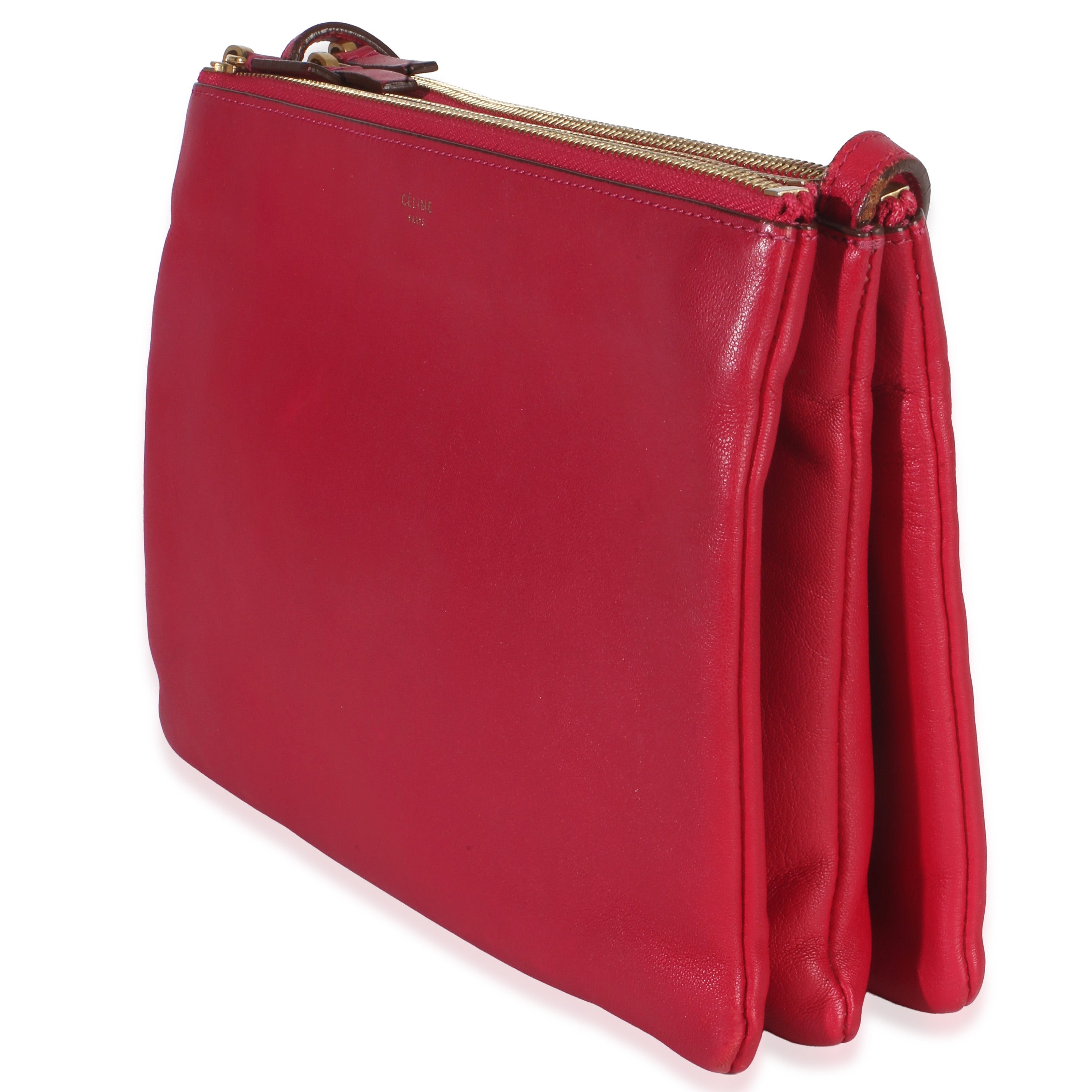 Fuschia Lambskin Large Trio Crossbody