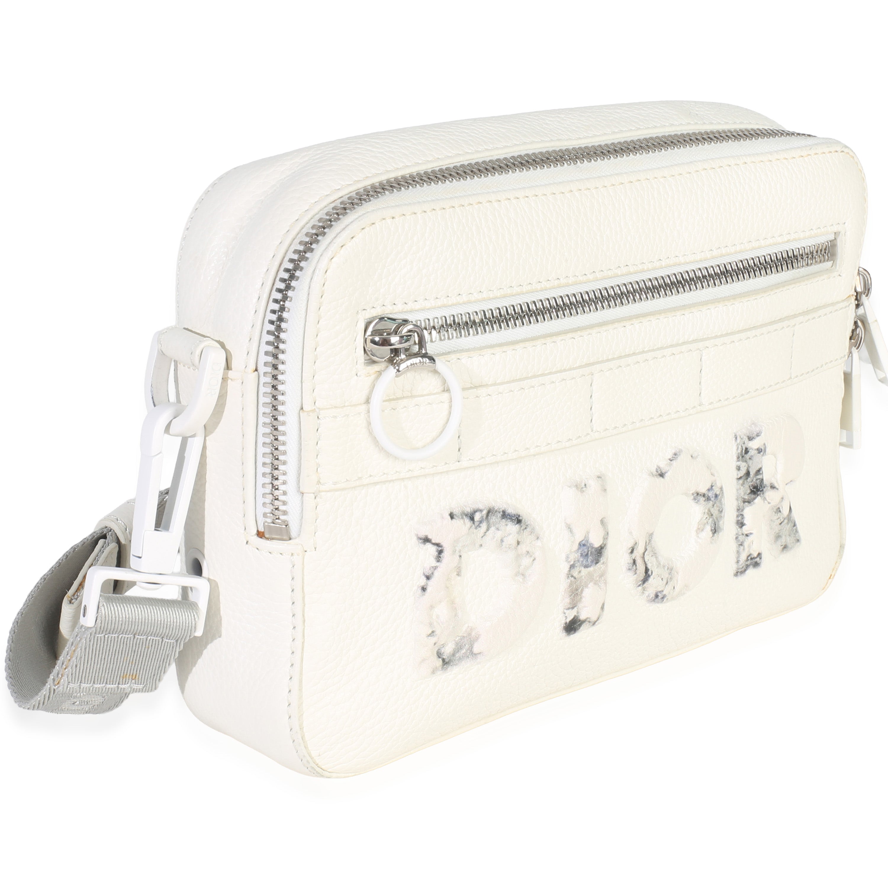 Christian Dior X DANIEL ARSHAM White Grained Calfskin Safari Messenger