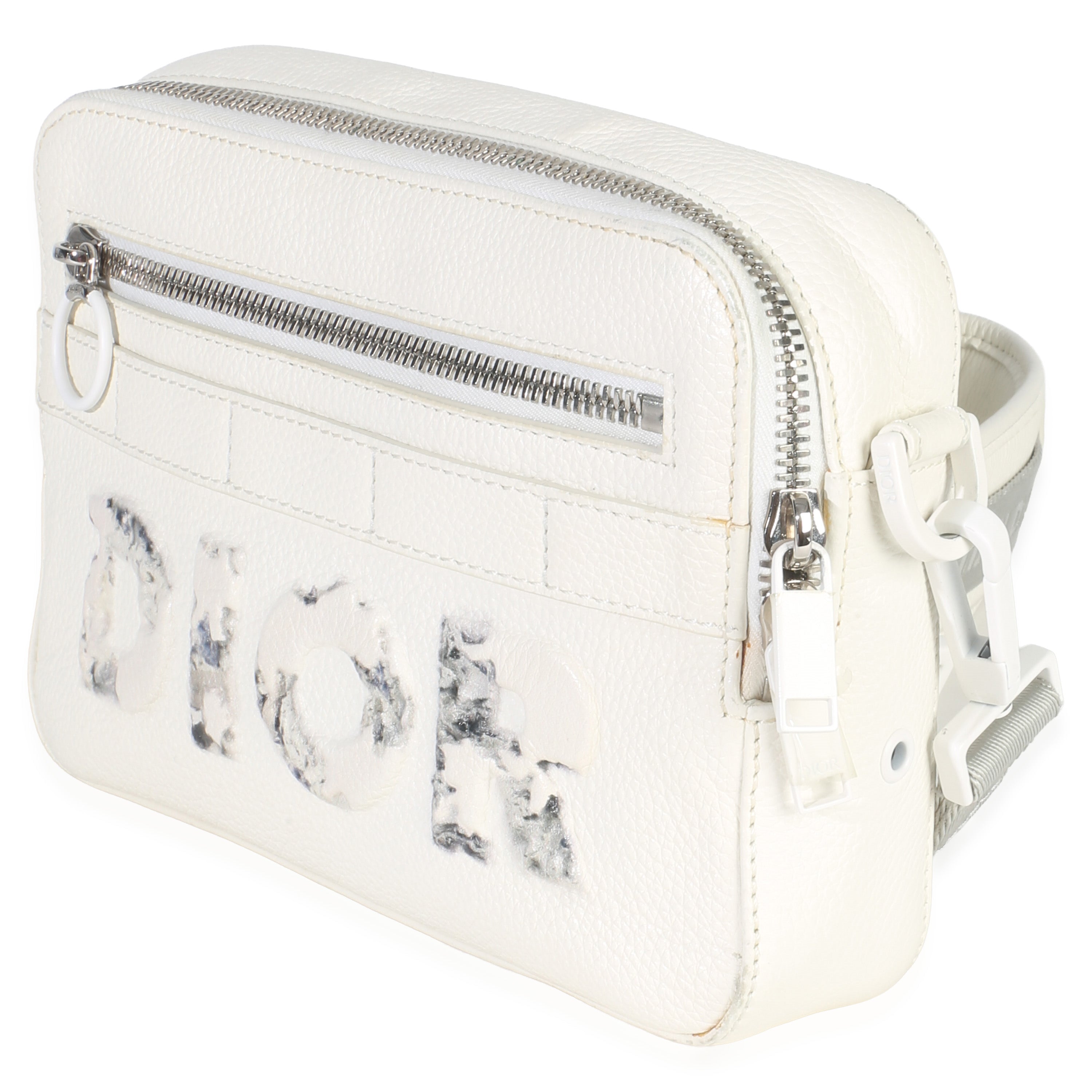 Christian Dior X DANIEL ARSHAM White Grained Calfskin Safari Messenger