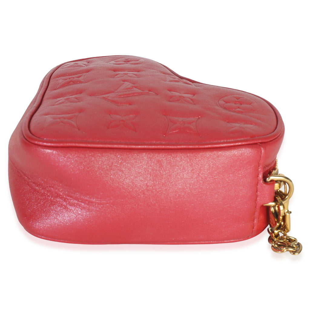 Louis Vuitton Red Monogram Lambskin Embossed Sac Coeur Heart On Chain Bag