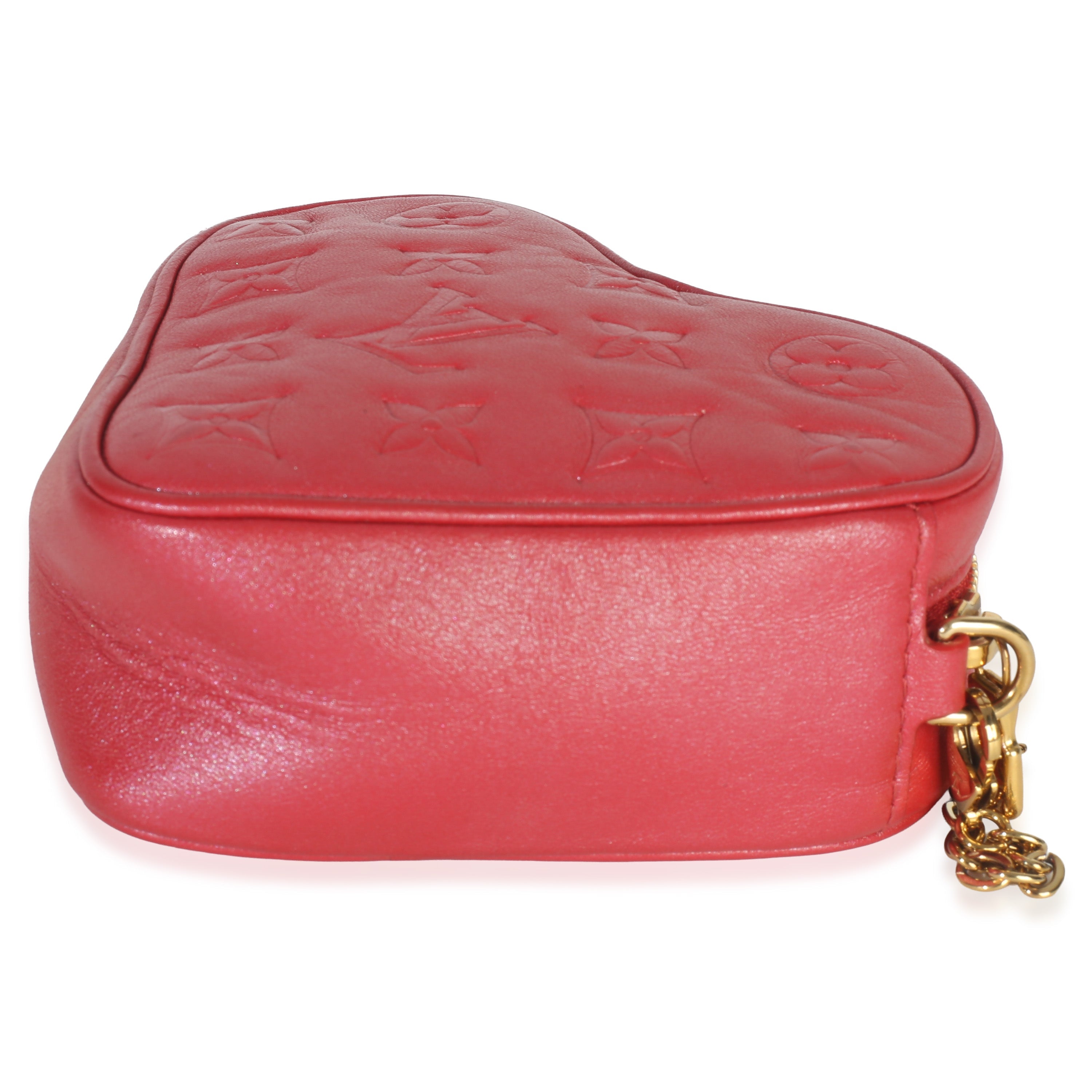 Louis Vuitton Red Monogram Lambskin Embossed Sac Coeur Heart On Chain Bag