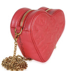 Louis Vuitton Red Monogram Lambskin Embossed Sac Coeur Heart On Chain Bag
