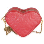 Louis Vuitton Red Monogram Lambskin Embossed Sac Coeur Heart On Chain Bag