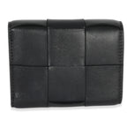 Black Cassette Intrecciato Small Trifold Wallet