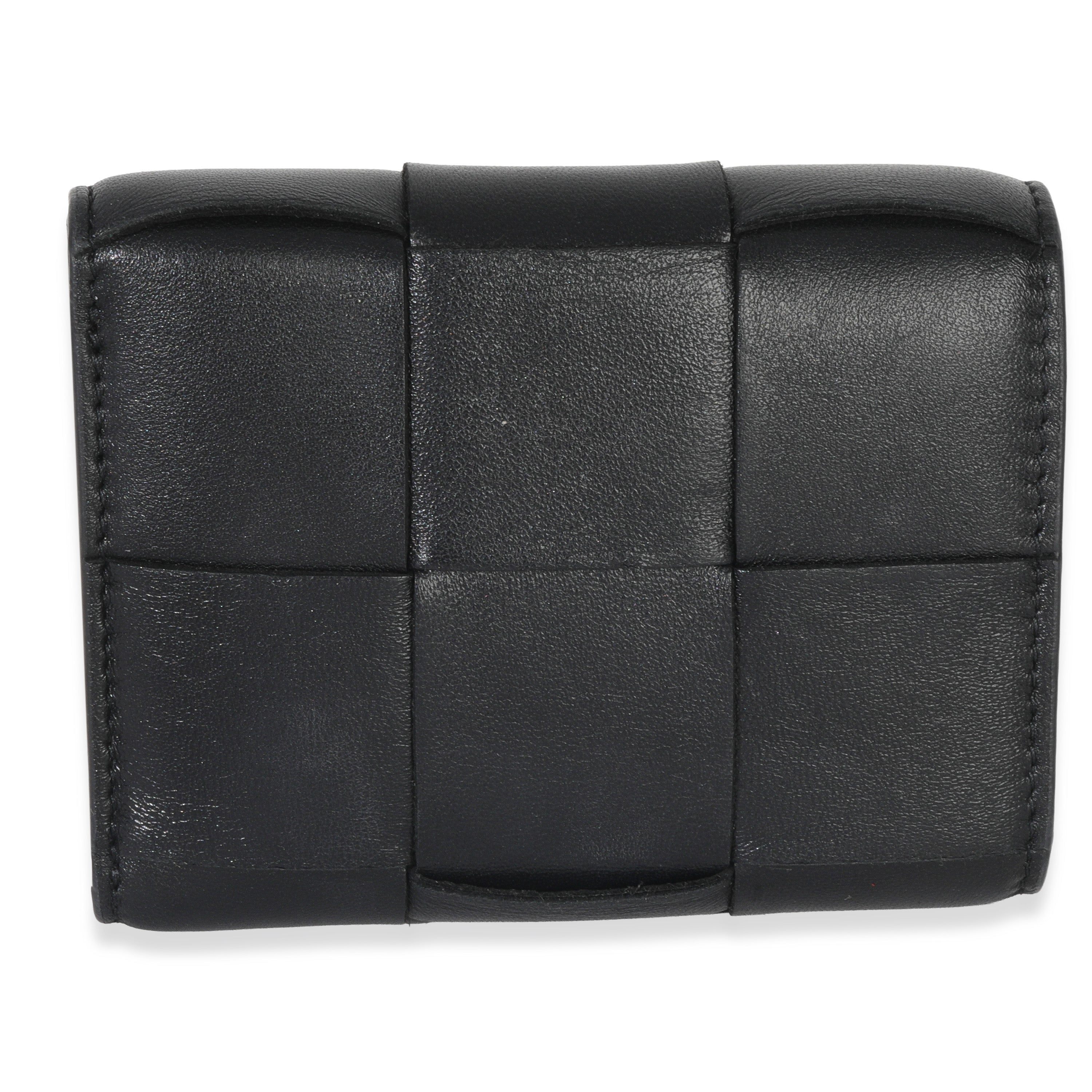 Black Cassette Intrecciato Small Trifold Wallet