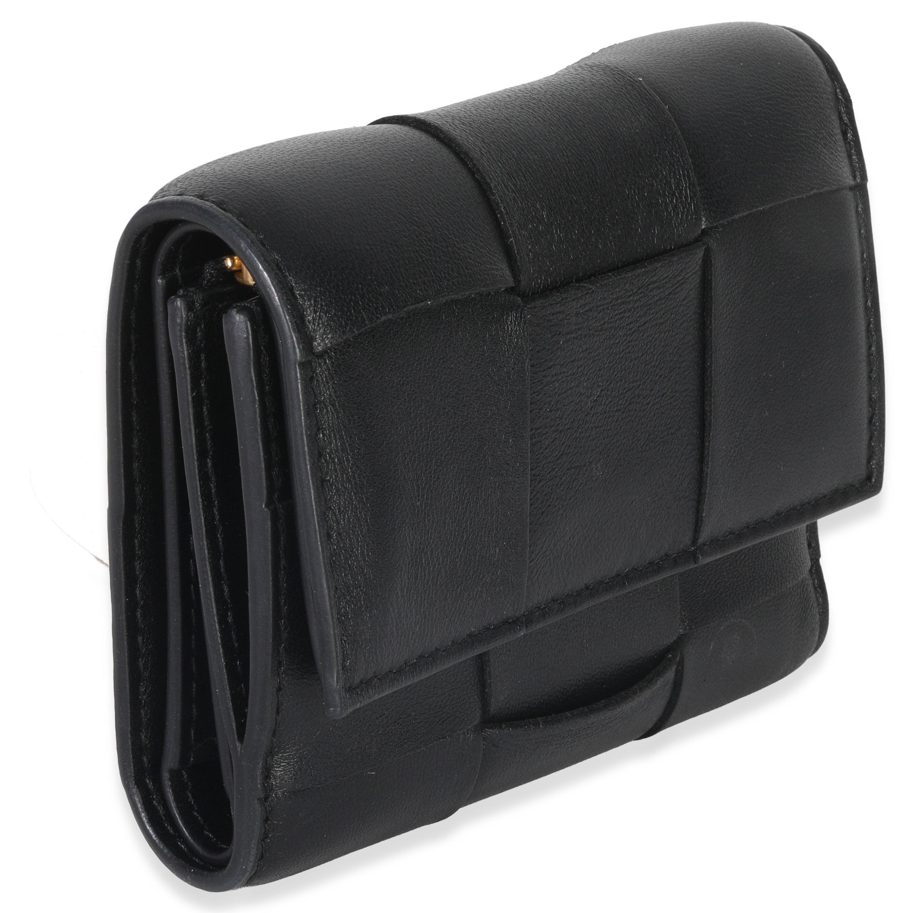 Black Cassette Intrecciato Small Trifold Wallet