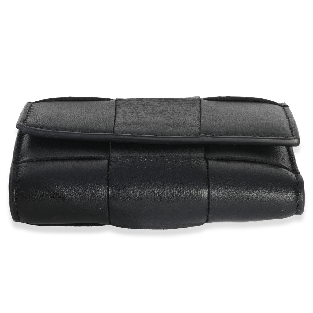 Black Cassette Intrecciato Small Trifold Wallet