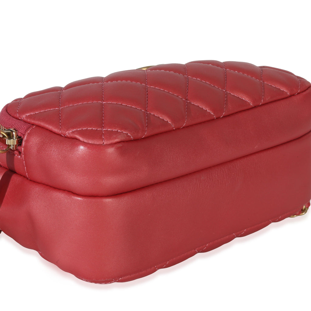 Chanel Pink Iridescent Quilted Lambskin Day Trips Camera Bag