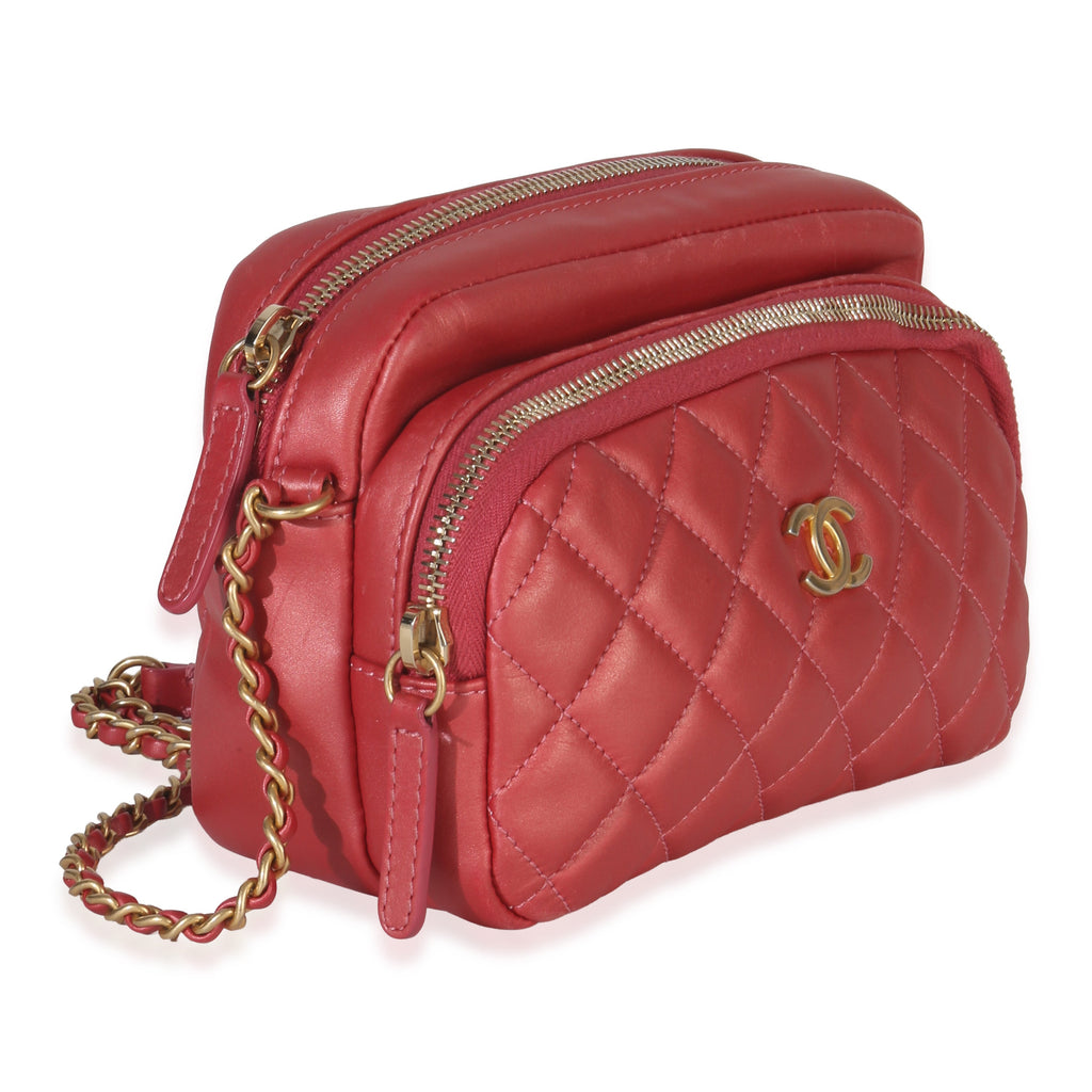 Chanel Pink Iridescent Quilted Lambskin Day Trips Camera Bag