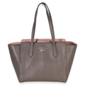 Gucci Pink Grey Pebbled Calfskin Medium Swing Tote