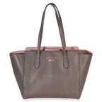 Gucci Pink Grey Pebbled Calfskin Medium Swing Tote