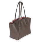 Gucci Pink Grey Pebbled Calfskin Medium Swing Tote