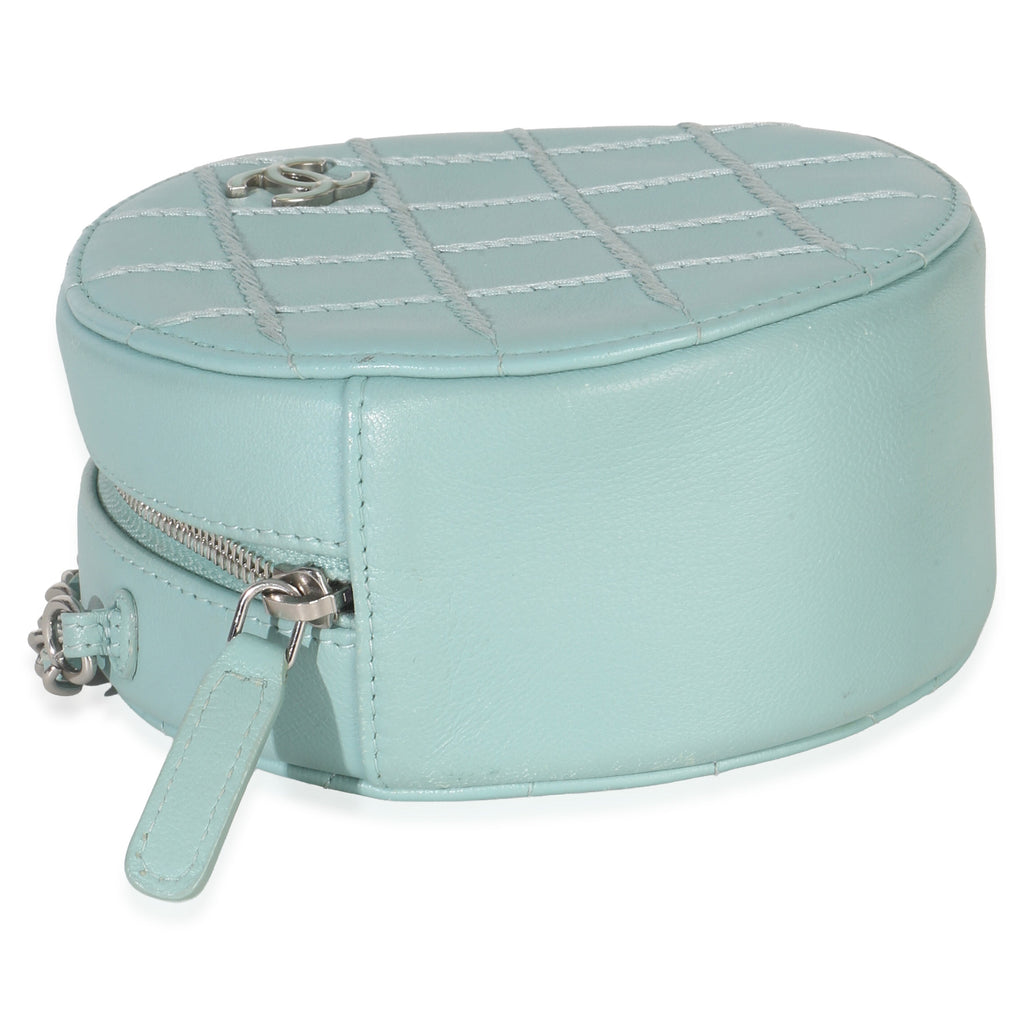 Chanel Teal Ultimate Stitch Lambskin Round Clutch On Chain