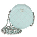 Chanel Teal Ultimate Stitch Lambskin Round Clutch On Chain