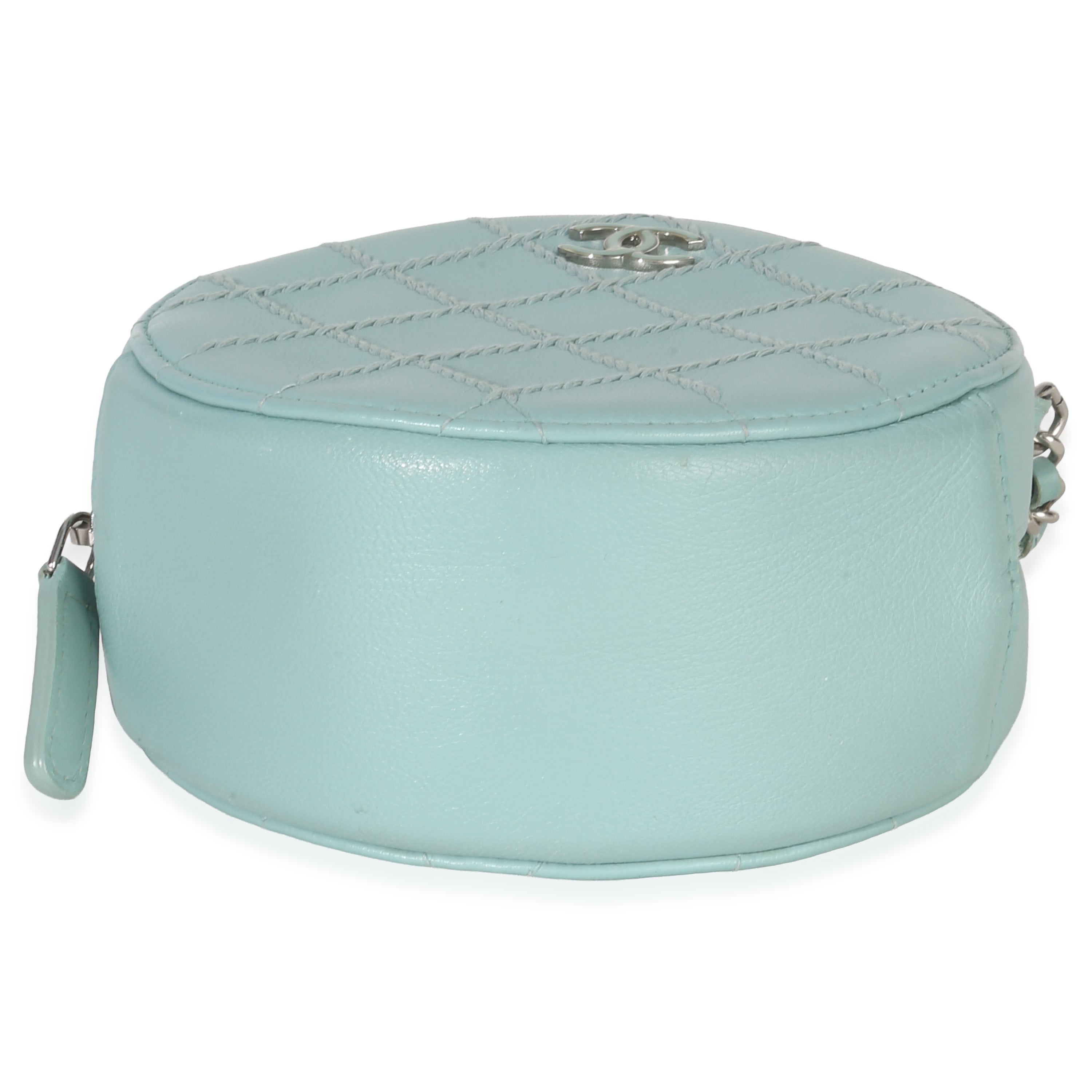 Chanel Teal Ultimate Stitch Lambskin Round Clutch On Chain