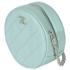 Chanel Teal Ultimate Stitch Lambskin Round Clutch On Chain