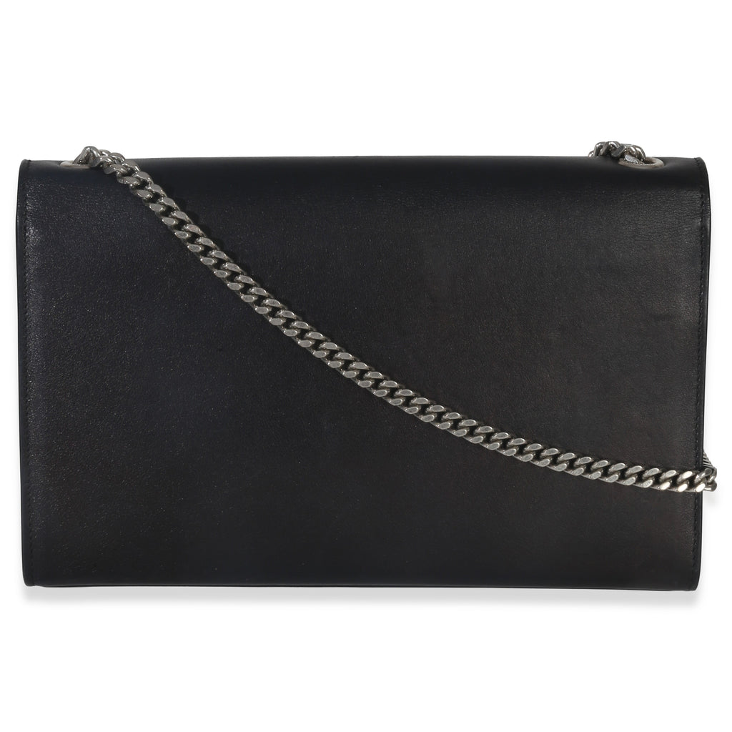 Saint Laurent Black Smooth Calfskin Studded Heart Medium Kate Chain Bag