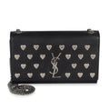 Saint Laurent Black Smooth Calfskin Studded Heart Medium Kate Chain Bag