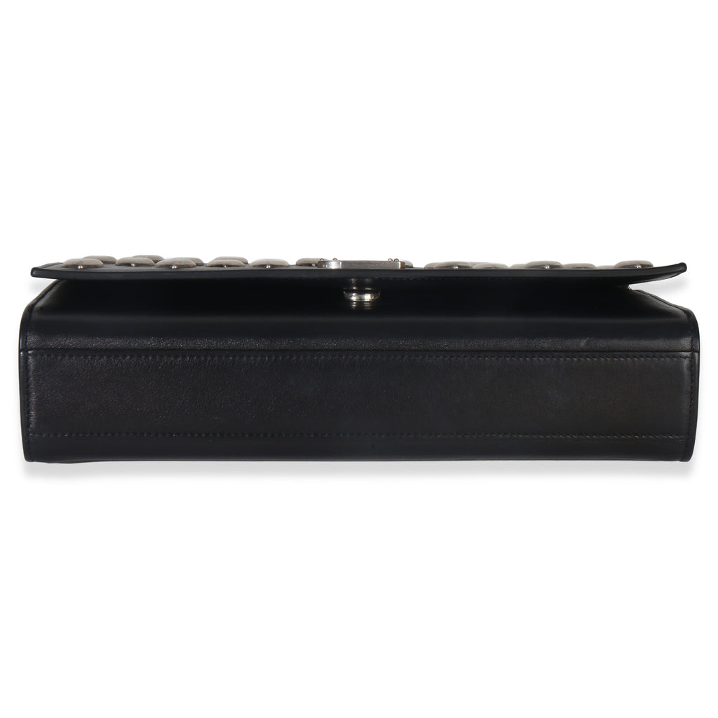 Saint Laurent Black Smooth Calfskin Studded Heart Medium Kate Chain Bag