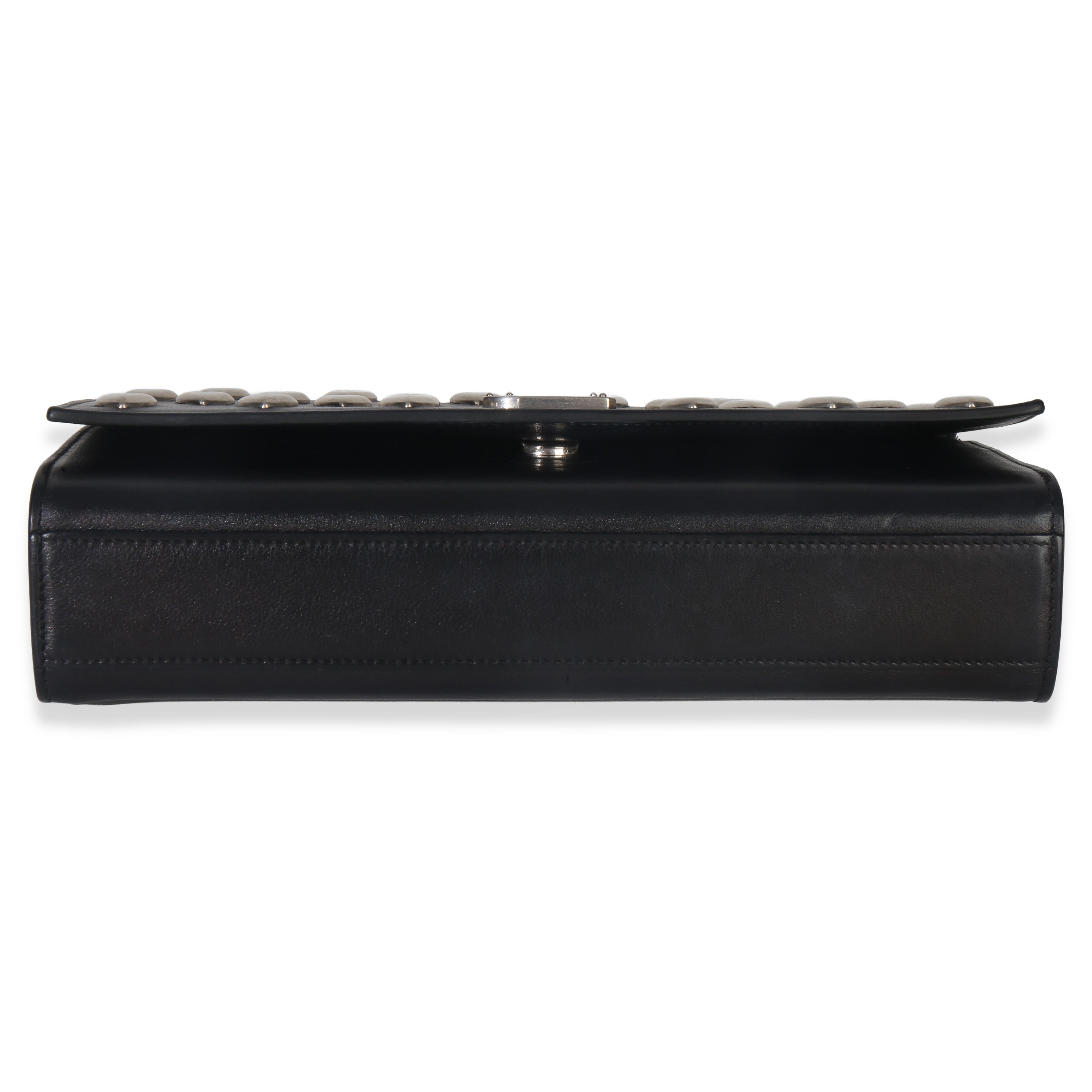 Saint Laurent Black Smooth Calfskin Studded Heart Medium Kate Chain Bag