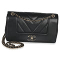 Chanel Vintage Black Chevron Quilted Sheepskin Medium Mademoiselle Flap Bag