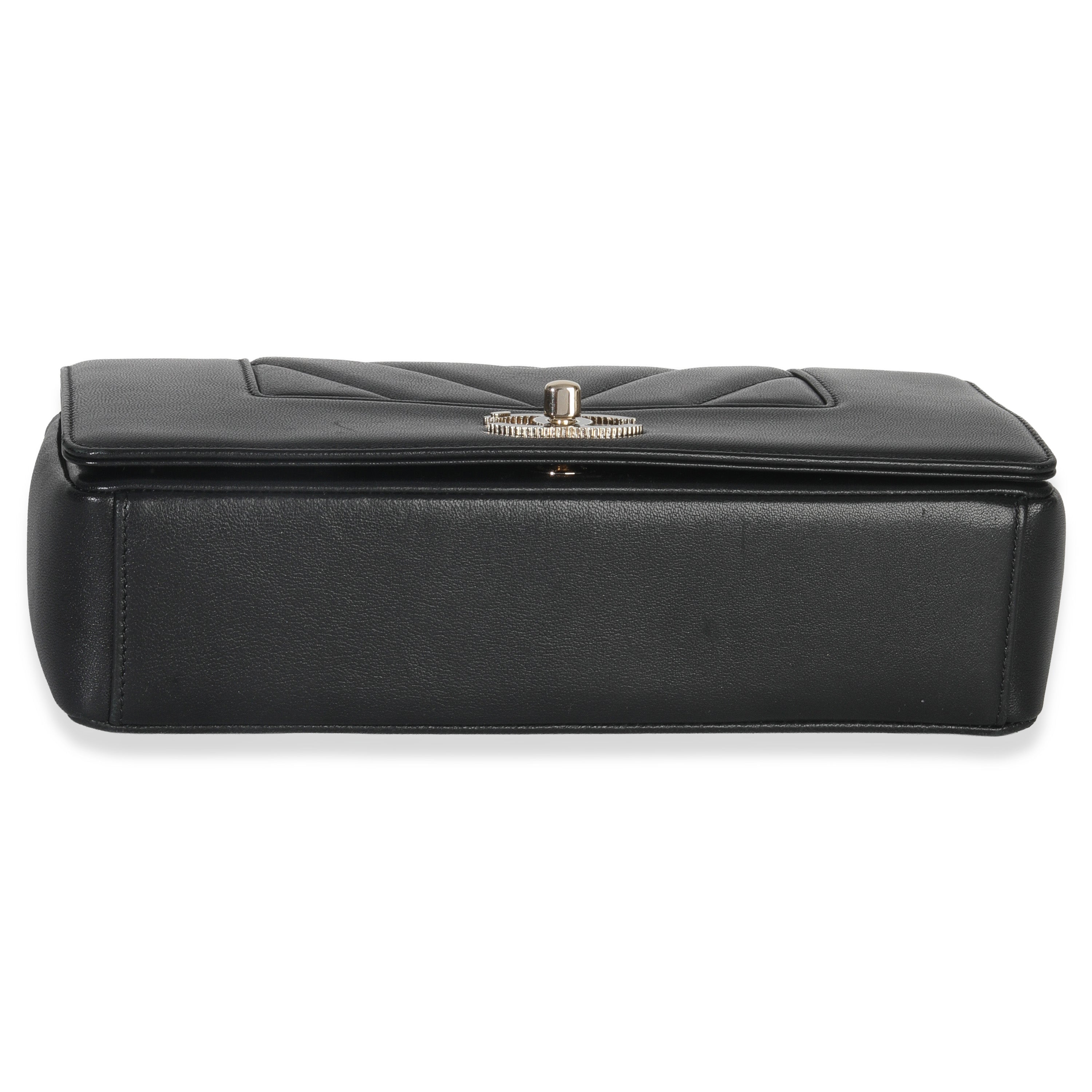 Chanel Vintage Black Chevron Quilted Sheepskin Medium Mademoiselle Flap Bag