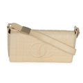 Chanel Vintage Beige Quilted Lambskin Chocolate Bar Flap Bag