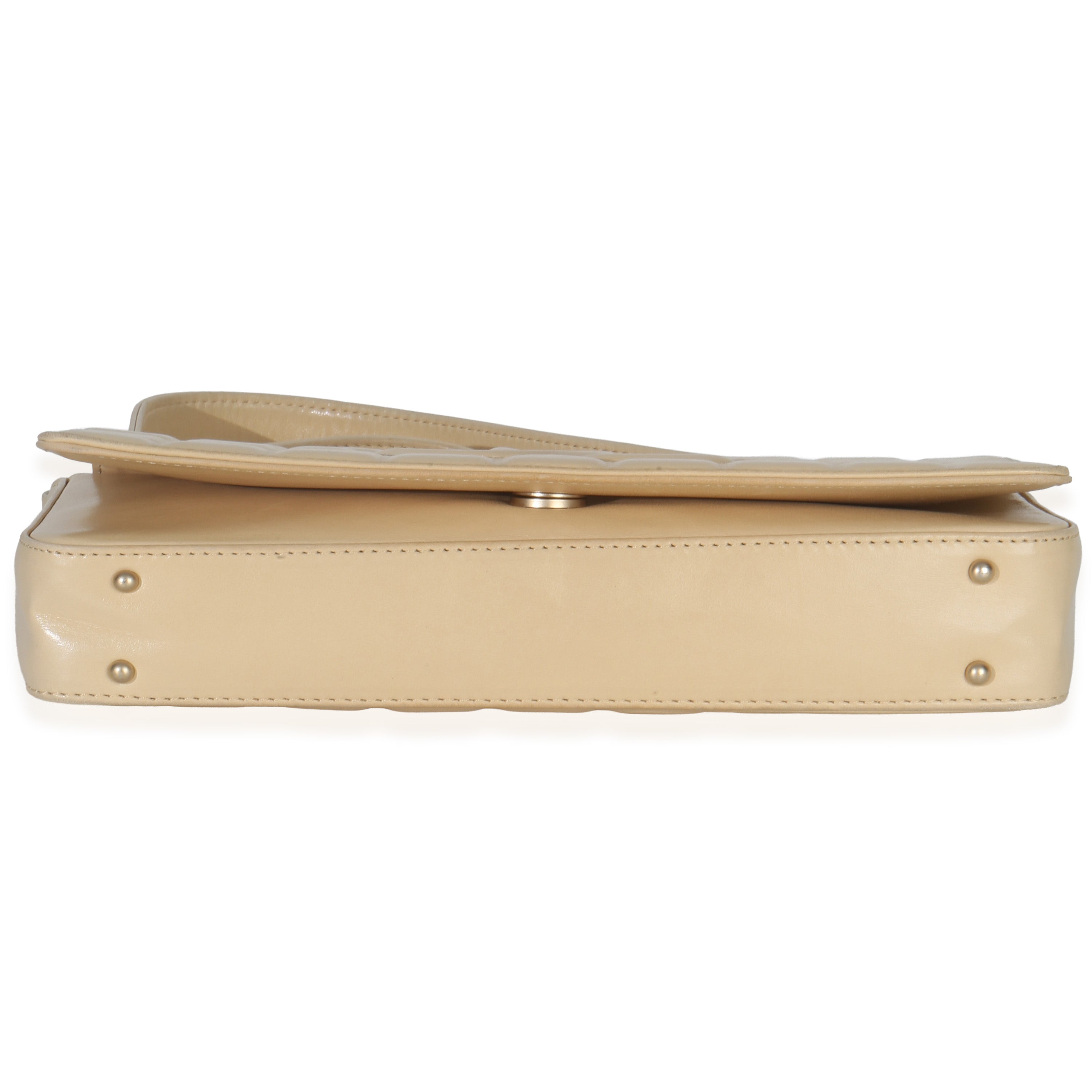 Chanel Vintage Beige Quilted Lambskin Chocolate Bar Flap Bag