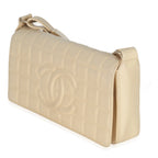 Chanel Vintage Beige Quilted Lambskin Chocolate Bar Flap Bag