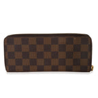Louis Vuitton Rose Ballerine Damier Ebene Canvas Clemence Zippy Wallet