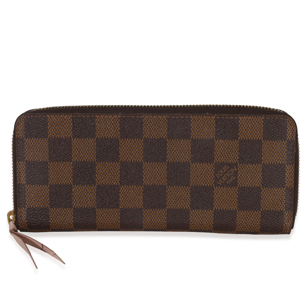 Louis Vuitton Rose Ballerine Damier Ebene Canvas Clemence Zippy Wallet