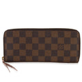 Louis Vuitton Rose Ballerine Damier Ebene Canvas Clemence Zippy Wallet