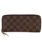 Louis Vuitton Rose Ballerine Damier Ebene Canvas Clemence Zippy Wallet